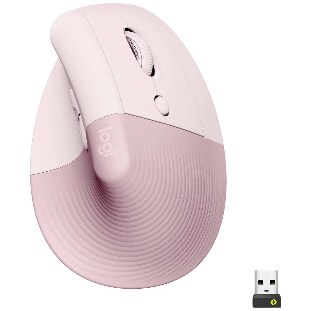 Logitech Lift Vertical Ergonomic Mouse ergonomická myš Bluetooth®, bezdrátový optická růžová 6 tlačítko 4000 dpi ergonom