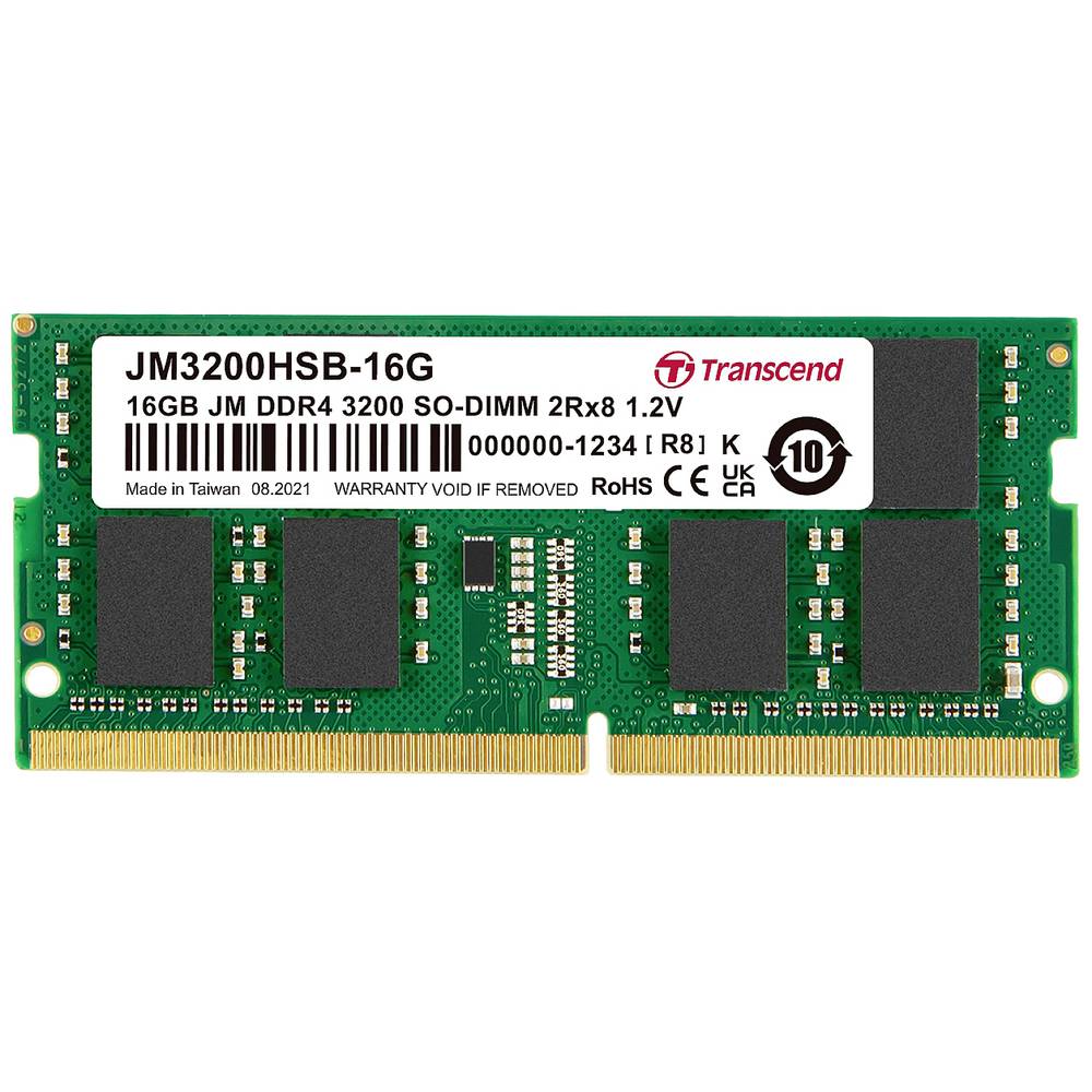 Transcend JetRAM RAM modul pro notebooky DDR4 16 GB 1 x 16 GB 3200 MHz 260pin SO-DIMM CL22 JM3200HSB-16G