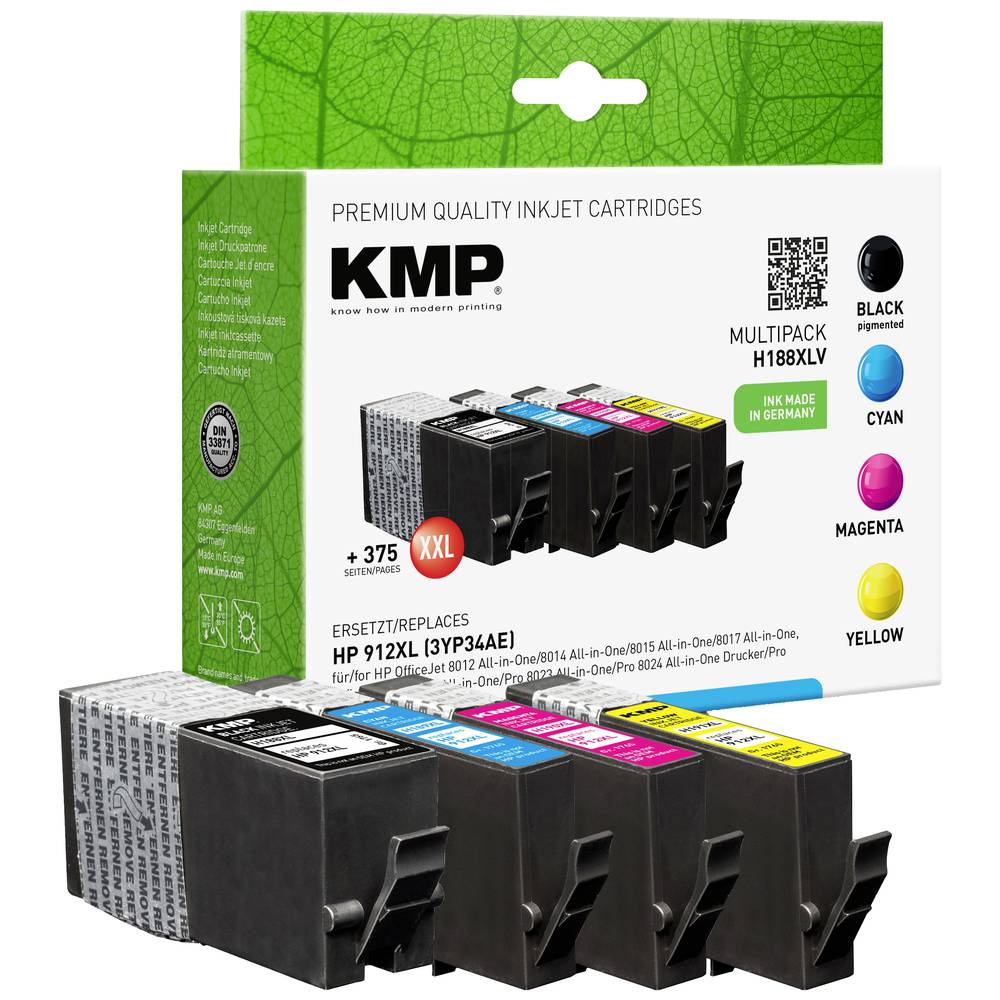 KMP Ink náhradní HP 912XL, 3YP34AE, 3YL84AE, 3YL81AE, 3YL82AE, 3YL83AE kompatibilní kombinované balení černá, azurová, p