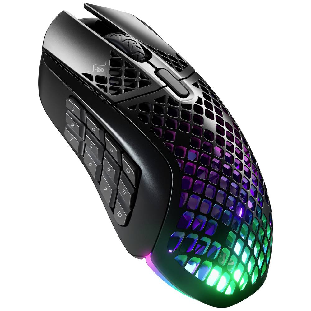 Steelseries Aerox 9 Wireless herní myš bezdrátový, Bluetooth® optická černá 18 tlačítko 18000 dpi s podsvícením, nabíjec