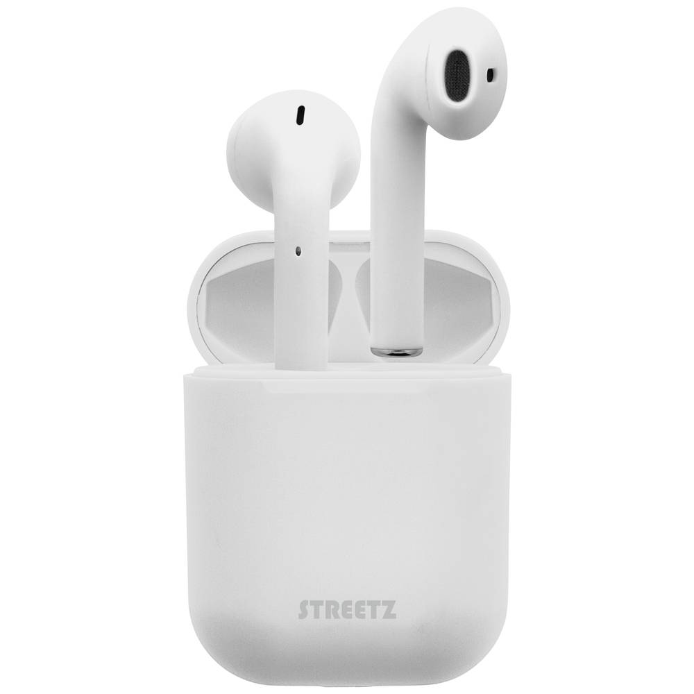 STREETZ TWS-0004 In Ear Headset Bluetooth® stereo bílá Dálkový ovladač, headset, Nabíjecí pouzdro