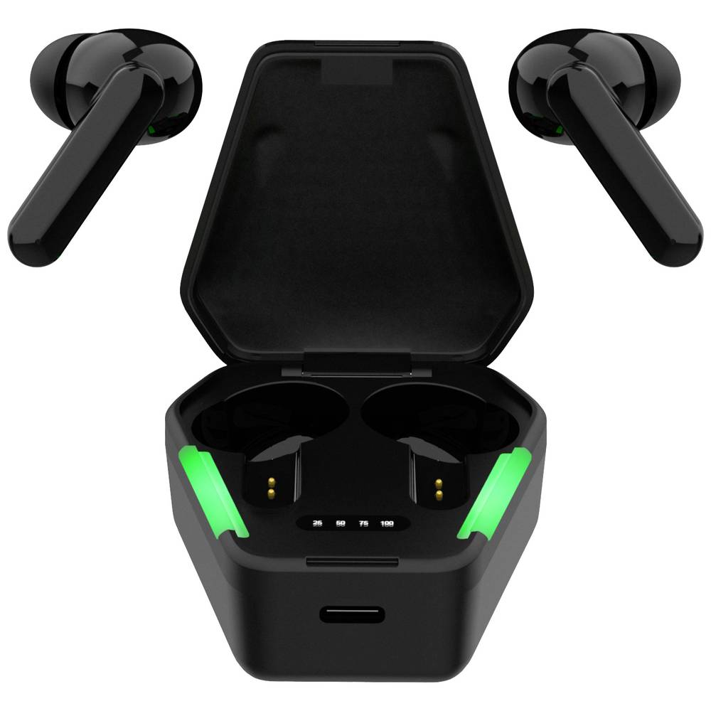 STREETZ TWS-115 Gaming In Ear Headset Bluetooth® stereo černá Indikátor nabití, headset, regulace hlasitosti, dotykové o