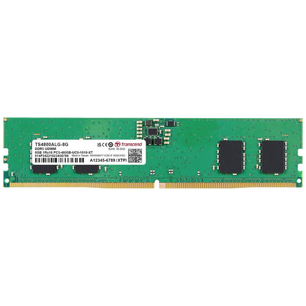 Transcend Modul RAM pro PC DDR5 8 GB 1 x 8 GB ECC 4800 MHz 288pin DIMM CL40 TS4800ALG-8G
