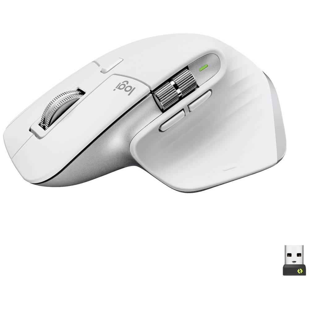 Logitech MX Master 3S ergonomická myš Bluetooth®, bezdrátový optická světle šedá 7 tlačítko 8000 dpi odnímatelný kabel,