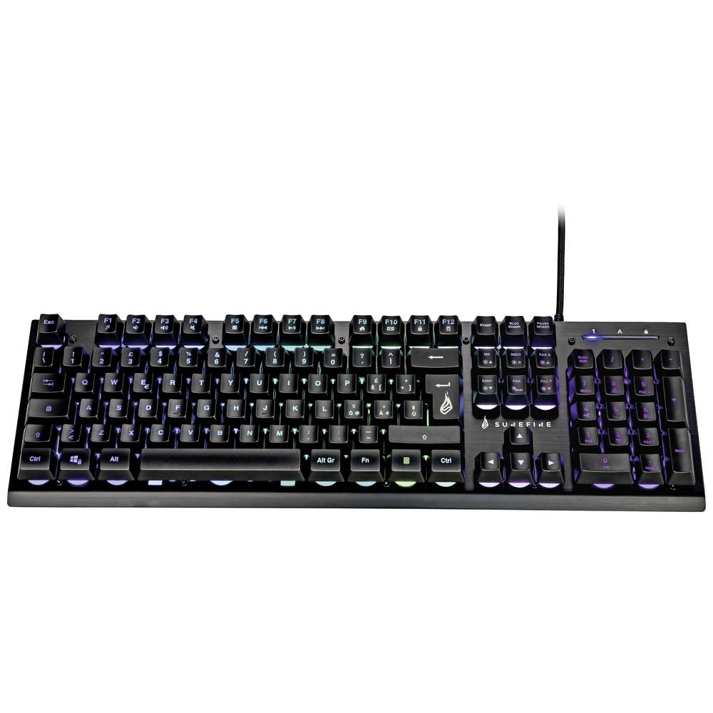 Surefire Gaming KingPin X2 kabelový, USB herní klávesnice italská, QWERTY černá s podsvícením, tlačítka multimédií