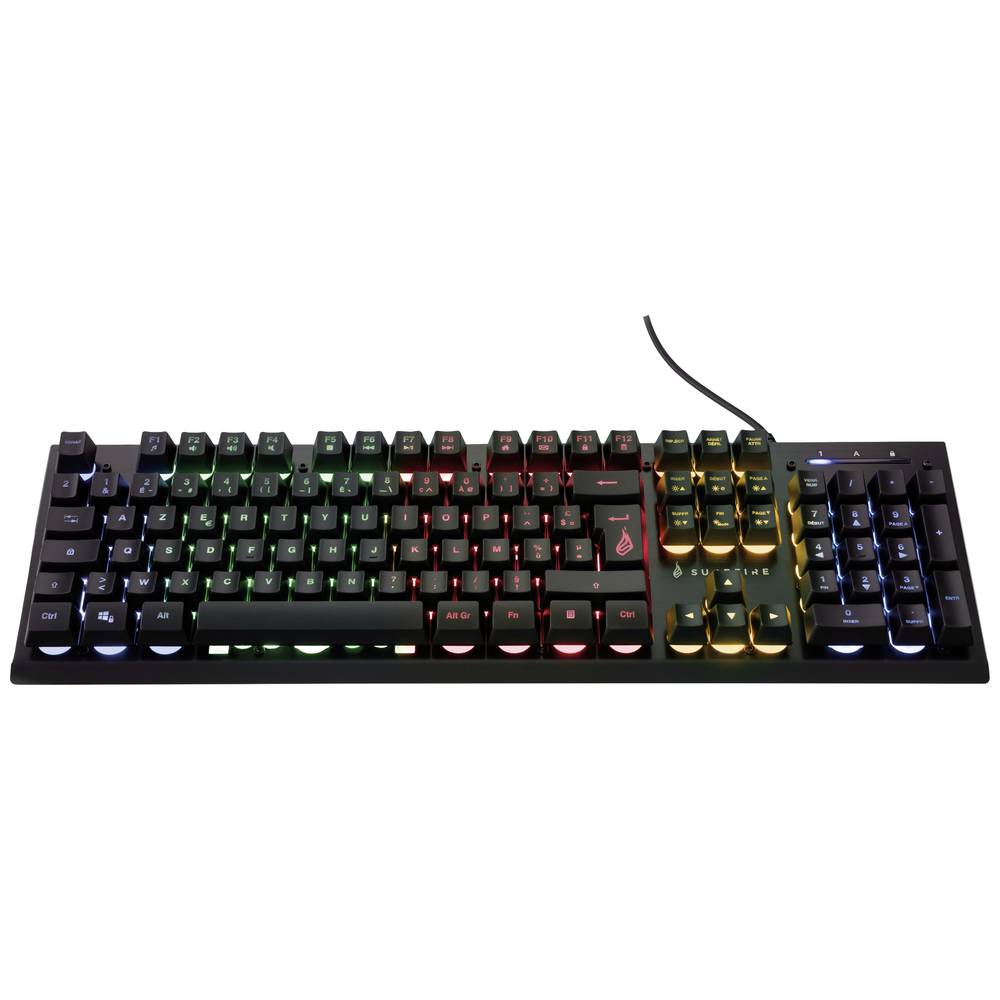 Surefire Gaming KingPin X2 kabelový, USB herní klávesnice AZERTY černá s podsvícením, tlačítka multimédií