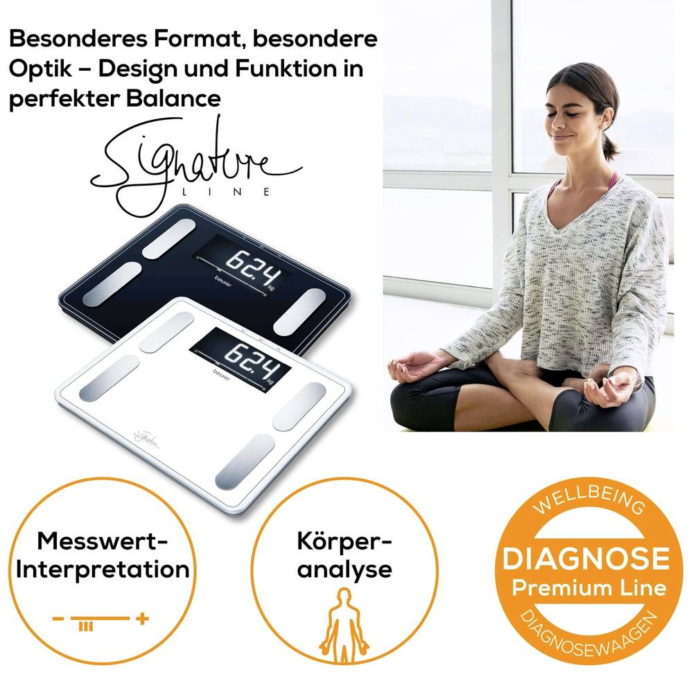 Beurer BF 410 Signature Line váha s diagnostikou tělesných parametrů Max. váživost=200 kg černá