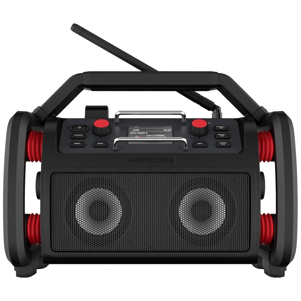 PerfectPro RockPro odolné rádio DAB+, FM AUX, Bluetooth, USB s USB nabíječkou, voděodolné, prachotěsné, nárazuvzdorné, f