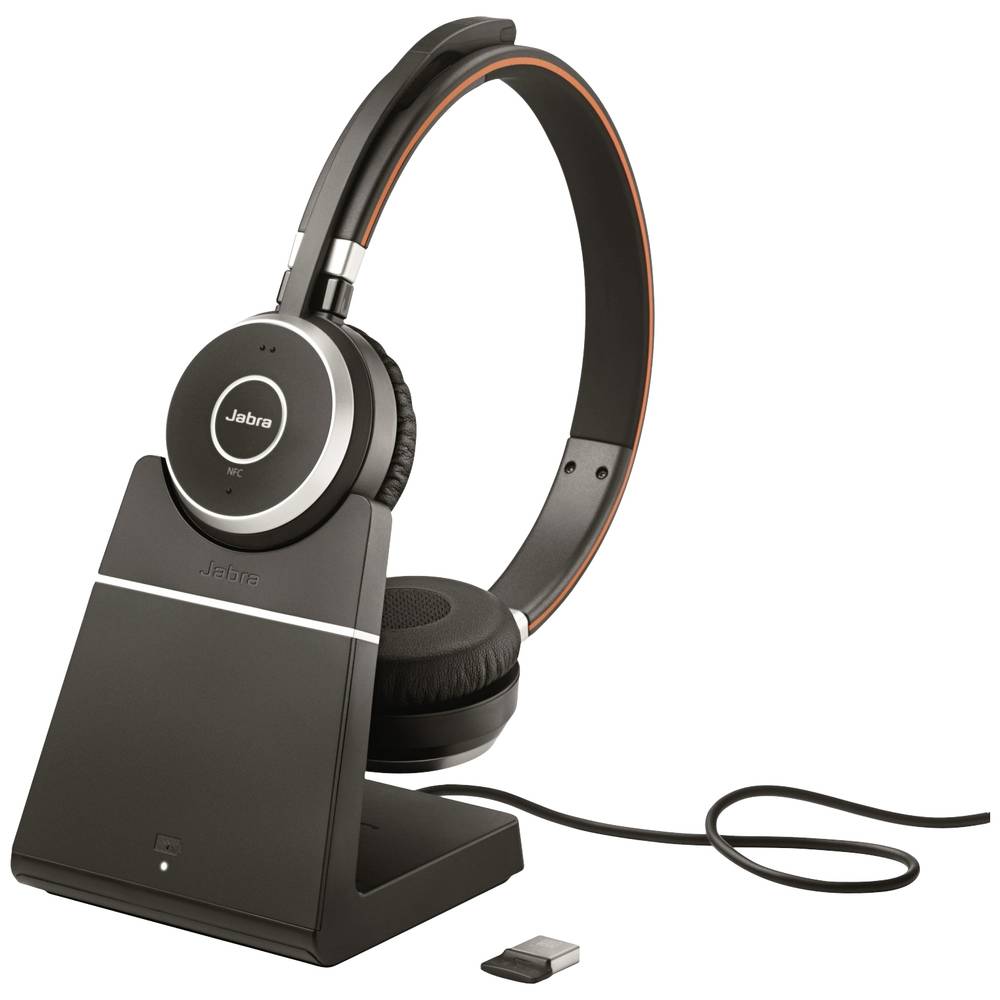 Jabra Evolve 65 Second Edition - UC telefon Sluchátka On Ear Bluetooth®, bezdrátová stereo černá Potlačení hluku, Redukc