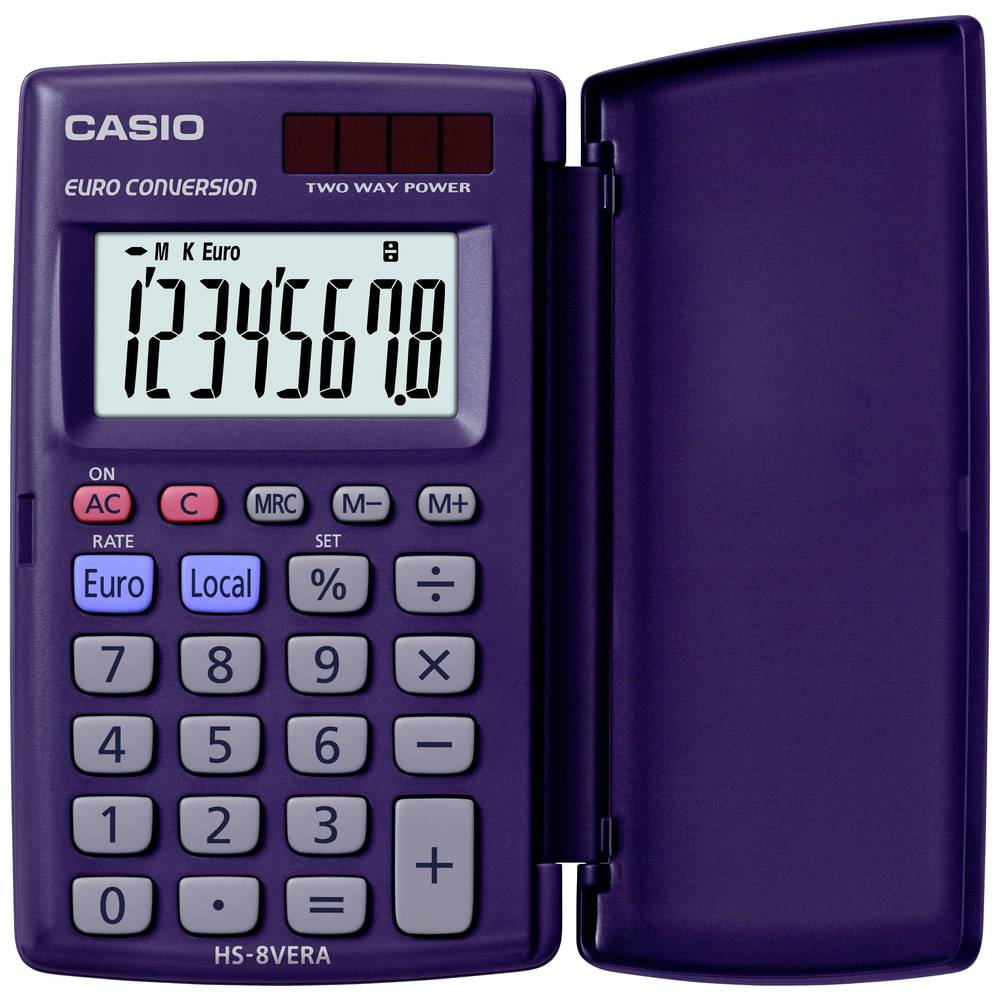 Casio HS-8VERA kapesní kalkulačka tmavě modrá Displej (počet míst): 8 solární napájení, na baterii (š x v x h) 62.5 x 10