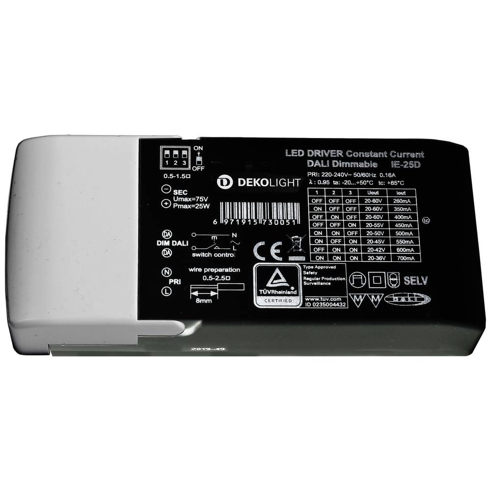 Deko Light BASIC, DIM, Multi CC, IE-25D LED driver konstantní proud 25 W 260 - 700 mA 20 - 60 V 1 ks