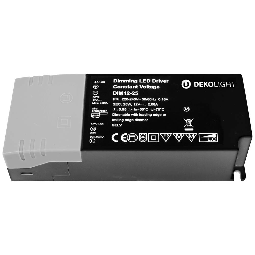 Deko Light BASIC, DIM, CV, 12V 2,5-25W LED driver konstantní napětí 25 W 200 - 2080 mA 12 V 1 ks