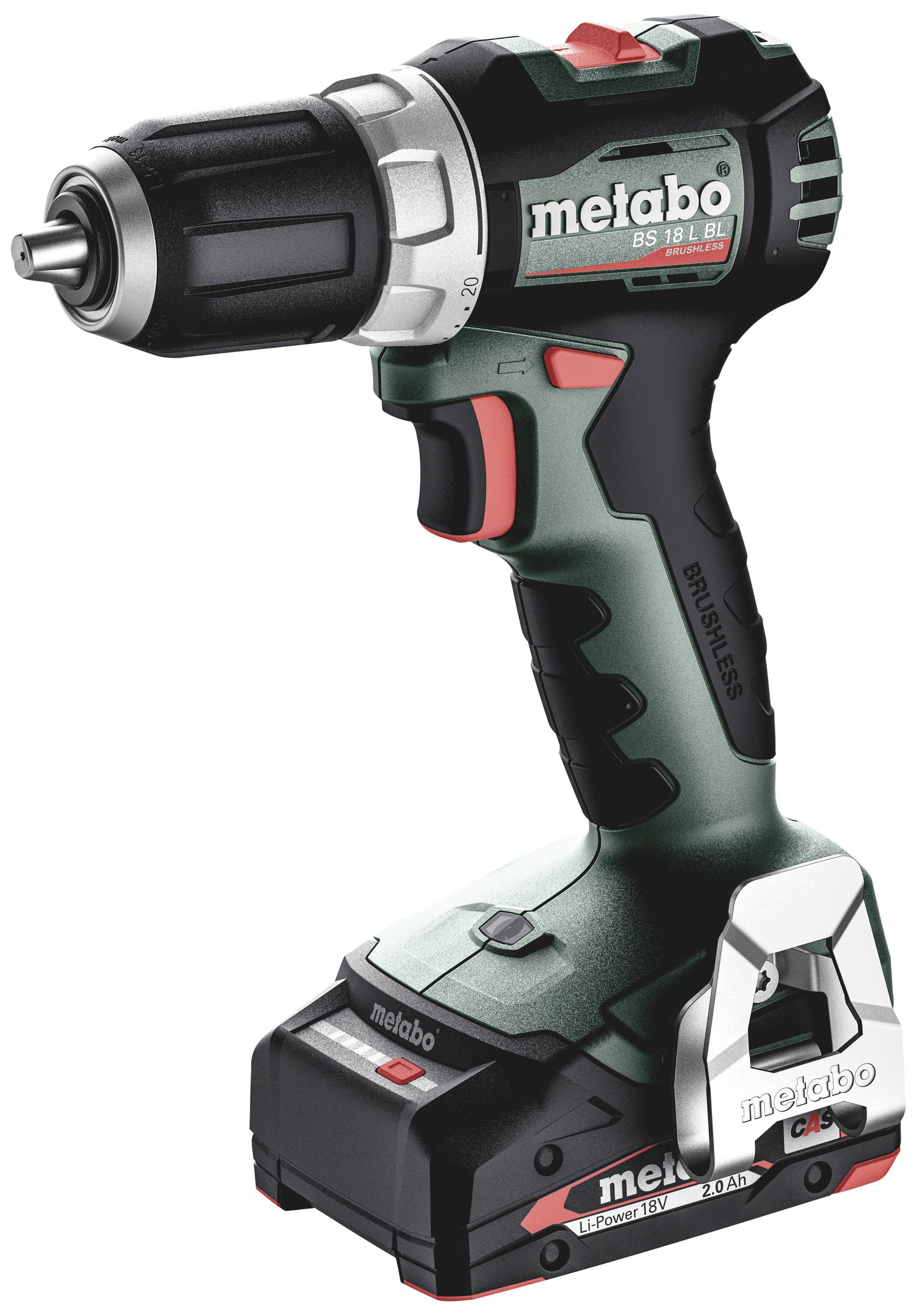 Metabo BS 18 L BL 613155500 Borrskruvdragare batteri 18 V 2 Ah Li-Ion inkl. 2x batterier, borstfri, inkl. v&auml;ska, inkl. laddare
