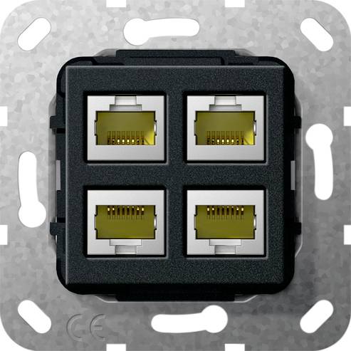 Gira MJ RJ45 Cat.6A 10 Gbit 4-v kppl. Basiselement zwart m (569910)