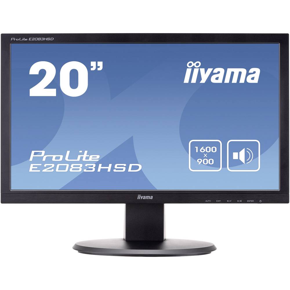 Iiyama E2083HSD LED monitor 49.5 cm (19.5 palec) Energetická třída (EEK2021) F (A - G) 1600 x 900 Pixel WSXGA 5 ms DVI, VGA, na sluchátka (jack 3,5 mm) TN LED