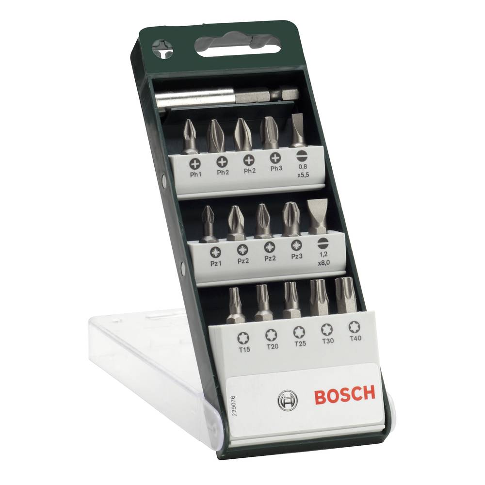 Bosch Accessories 2609255977 sada bitů, 16dílná, plochý, křížový PH, křížový PZ, vnitřní šestihran (TX), 1/4 (6,3 mm)