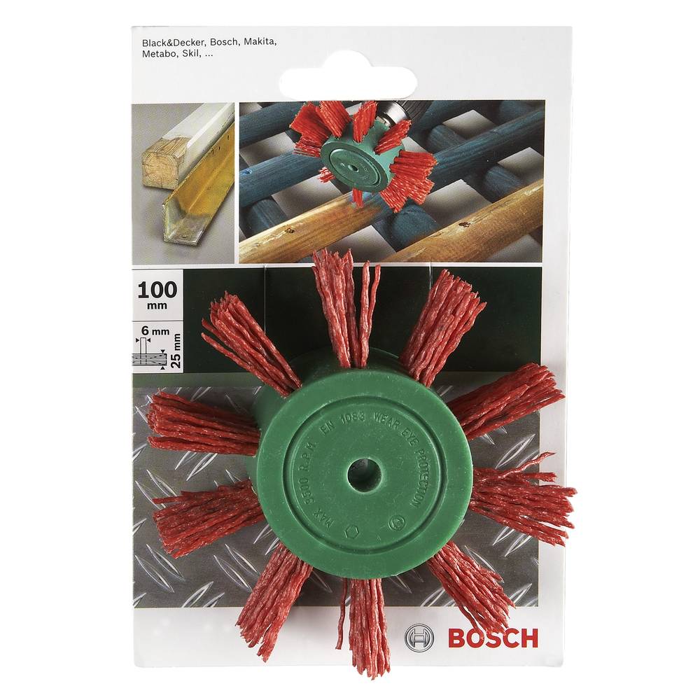 Bosch Accessories Vějířový kartáč pro vrtačky - nylonový drát s korundovým brusivem K80, průměr 100 mm = 100 mm Ø dříku