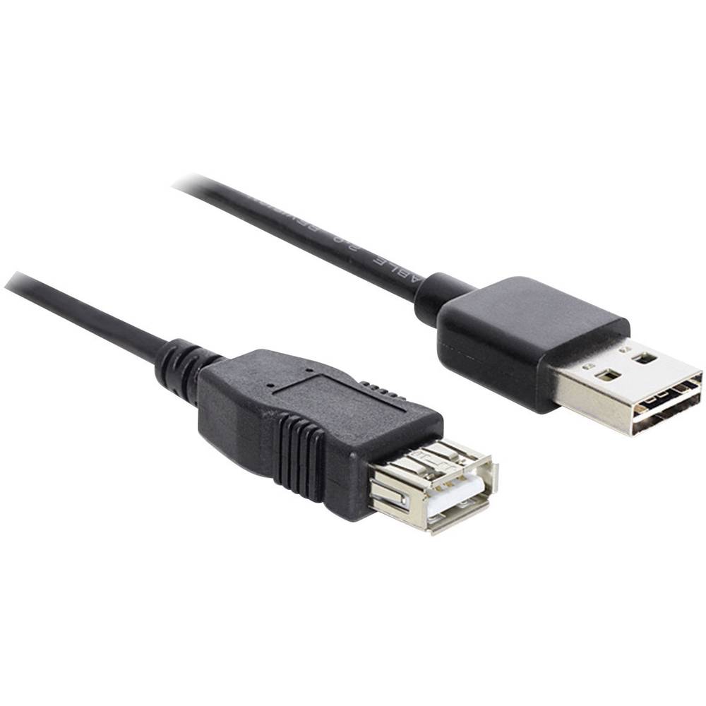 Delock USB kabel USB 2.0 USB-A zástrčka, USB-A zásuvka 1.00 m černá oboustranně zapojitelná zástrčka, pozlacené kontakty