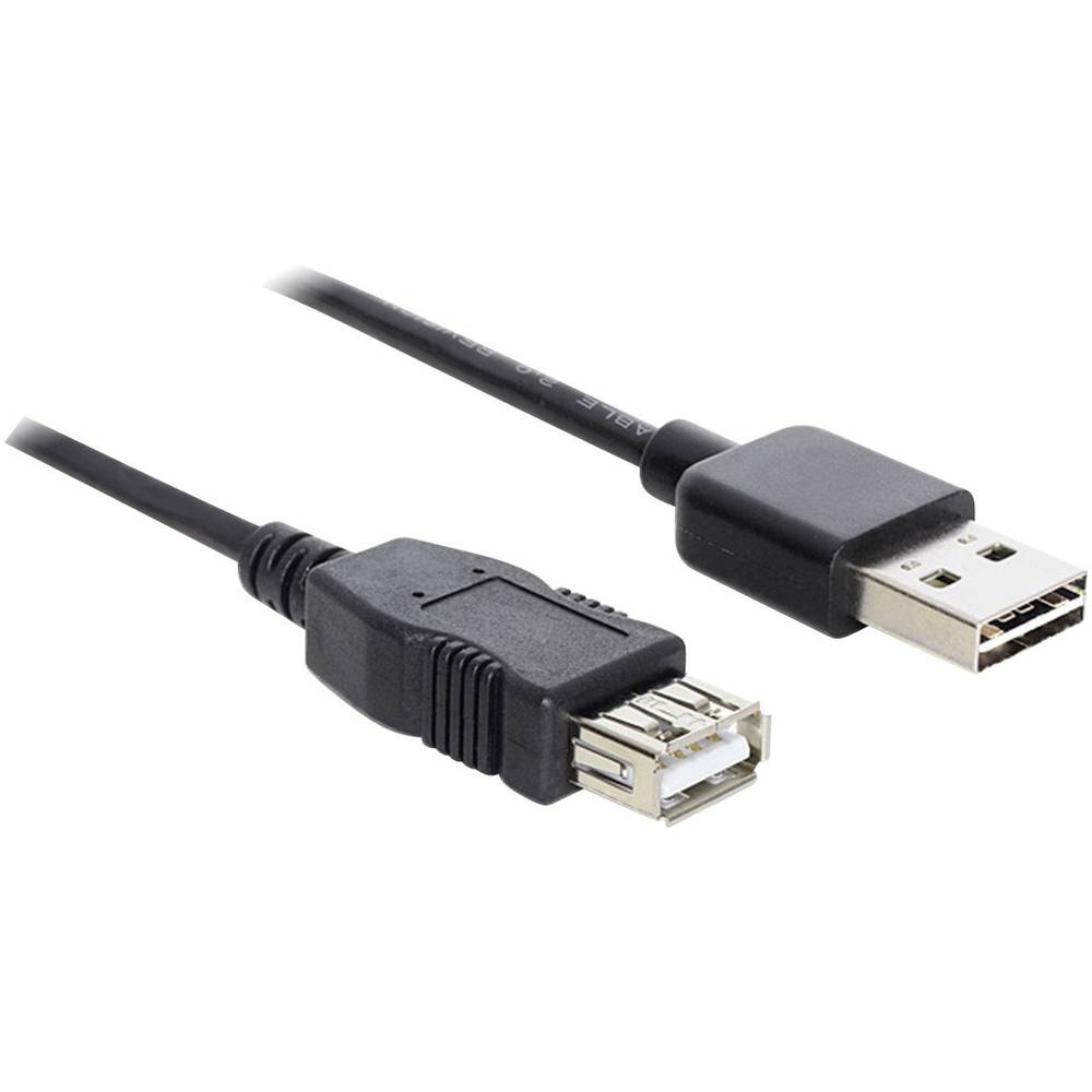 Delock USB kabel USB 2.0 USB-A zástrčka, USB-A zásuvka 5.00 m černá oboustranně zapojitelná zástrčka, pozlacené kontakty