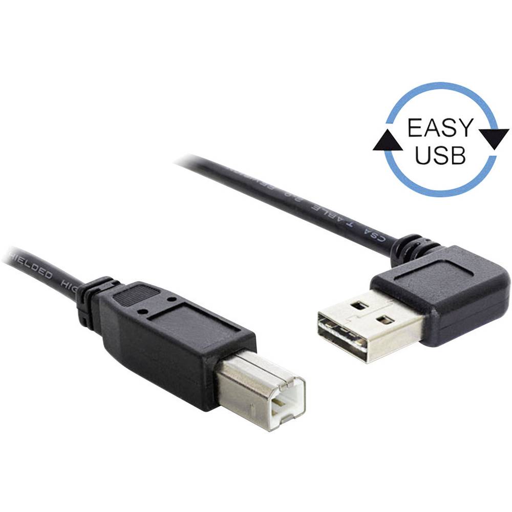 Delock USB kabel USB 2.0 USB-A zástrčka, USB-B zástrčka 2.00 m černá pozlacené kontakty, UL certifikace 83375