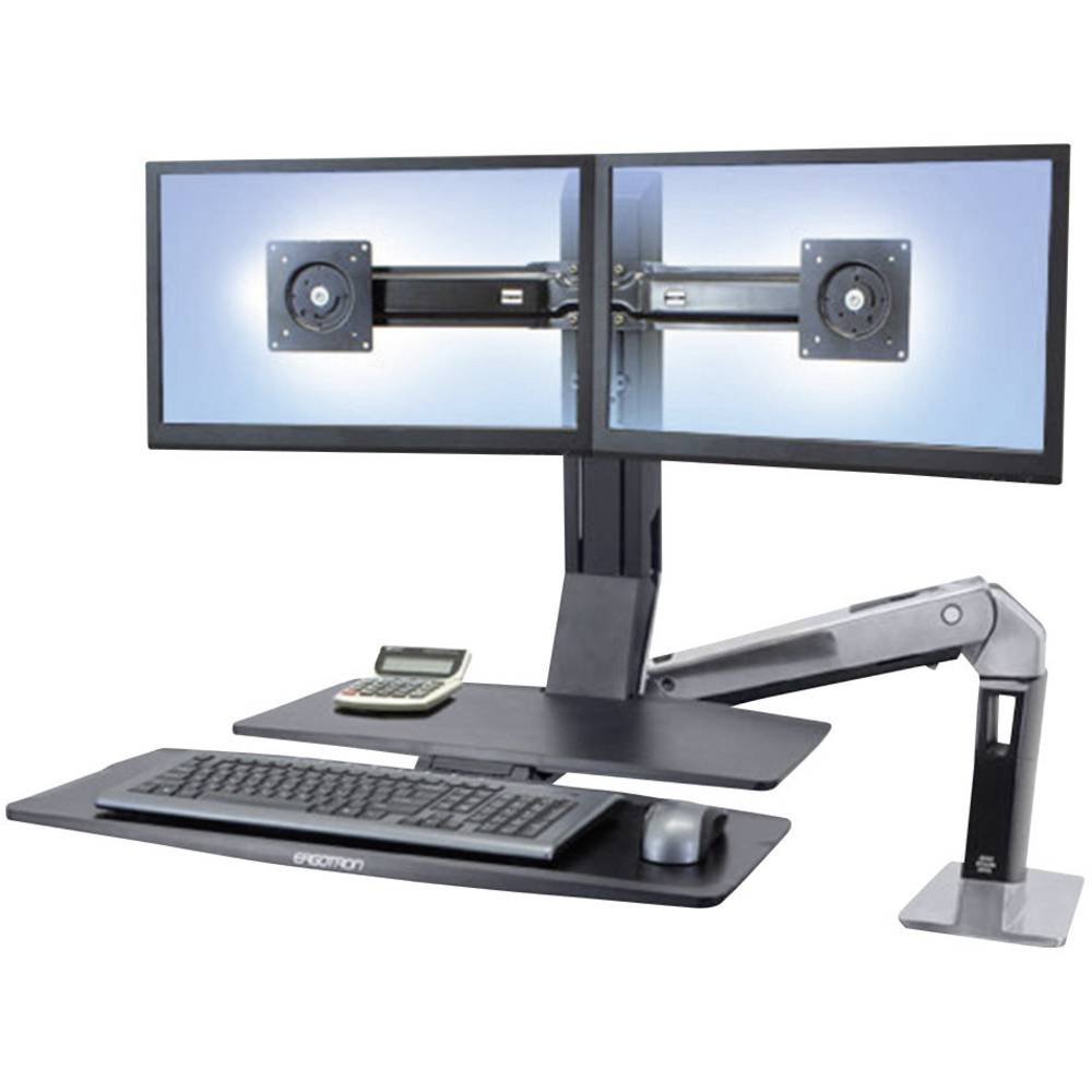Ergotron WorkFit-A 2násobný držák na stůl pro monitor 25,4 cm (10) - 61,0 cm (24) černá, hliník (leštěný) nastavitelná v