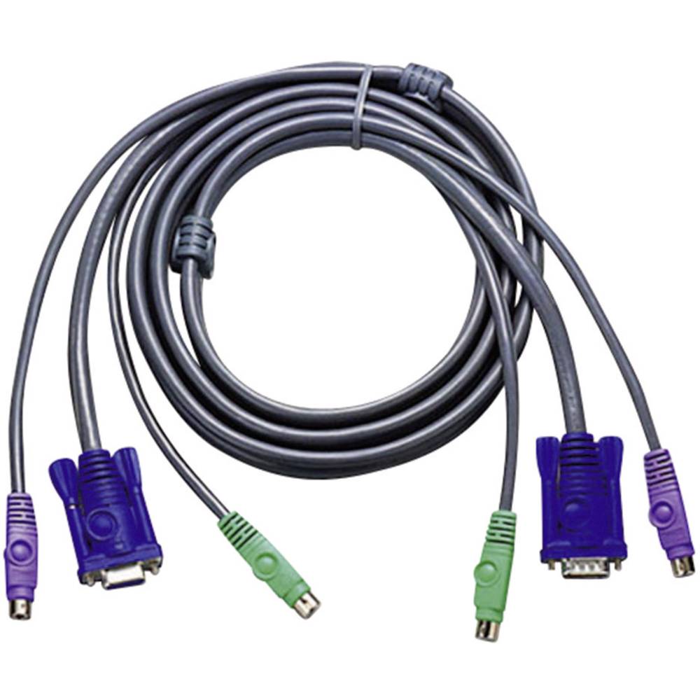 ATEN KVM kabel [1x VGA zástrčka, PS/2 zástrčka, PS/2 zástrčka - 1x VGA zásuvka, PS/2 zástrčka, PS/2 zástrčka] 3.00 m šed
