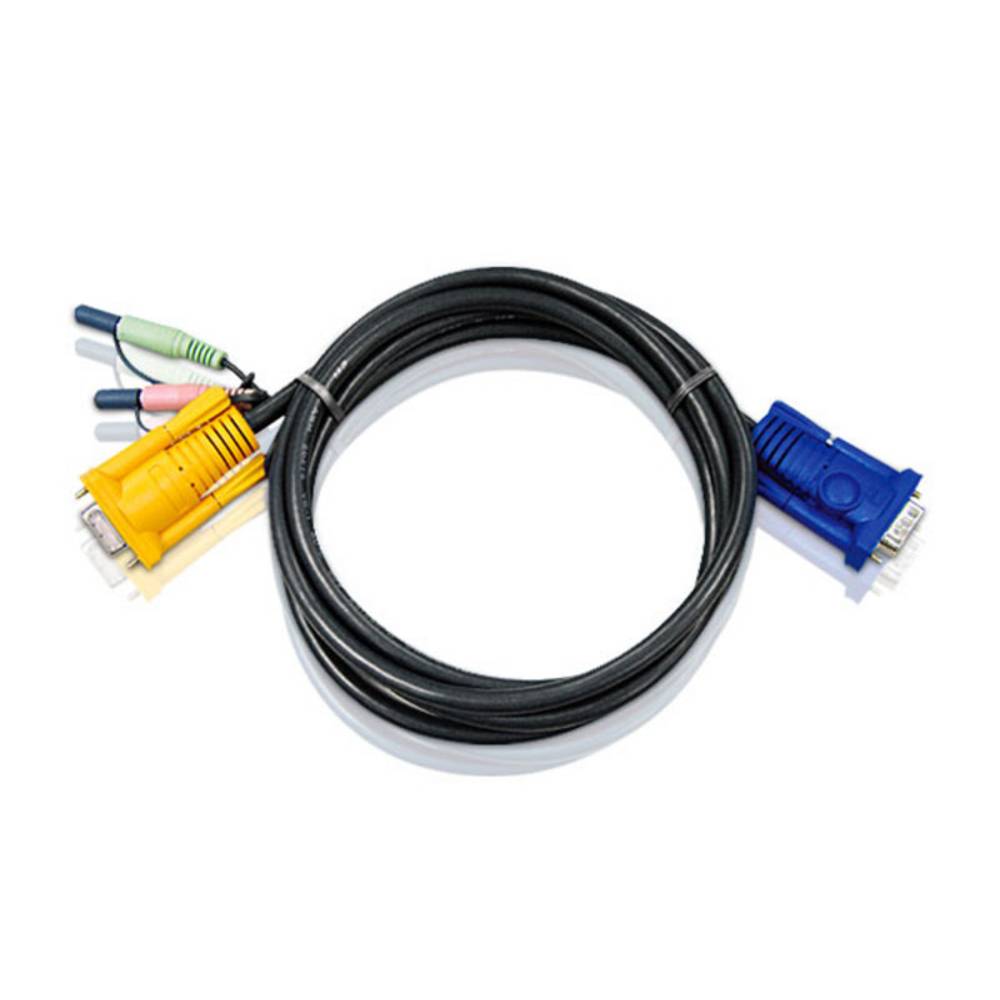 ATEN KVM kabel [1x VGA zástrčka, jack zástrčka 3,5 mm - 1x VGA zásuvka, jack zástrčka 3,5 mm] 5.00 m černá