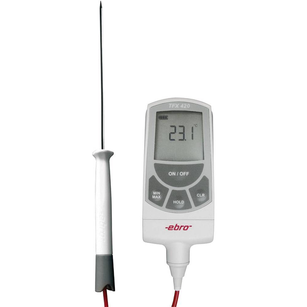 ebro TFX 420 & TPX 400 vpichovací teploměr (HACCP) Kalibrováno dle (DAkkS) Teplotní rozsah -50 do 400 °C typ senzoru Pt1