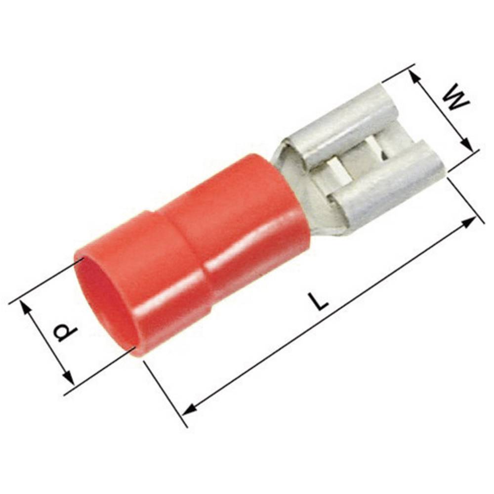 LAPP 63101040 faston zásuvka Šířka zástrčky: 4.8 mm Tloušťka konektoru: 0.8 mm 180 ° částečná izolace červená 100 ks