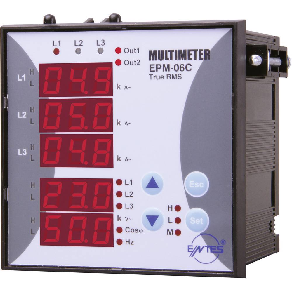 ENTES EPM-06C-96 digitální panelový měřič Napětí, proud, frekvence, provozní čas, celkový čas