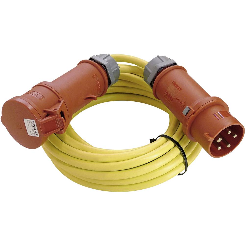 AS Schwabe 60714 napájecí prodlužovací kabel 16 A žlutá 10.00 m N07V3V3-F 5G 2,5 mm² s fázovým měničem