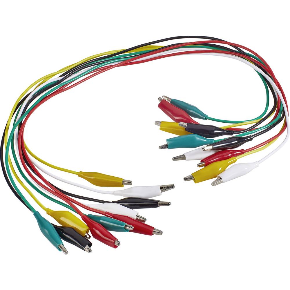 VOLTCRAFT KS-540/0.5 sada měřicích kabelů [krokosvorka - krokosvorka] 0.54 m, černá, červená, žlutá, zelená, bílá, 1 sad