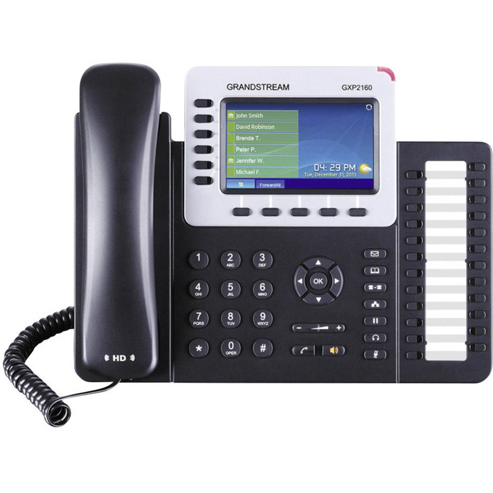 Grandstream GXP-2160 systémový telefon, VoIP bluetooth, konektor na sluchátka barevný displej černá, stříbrná