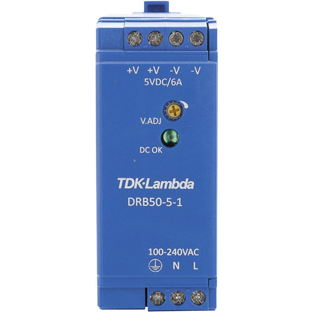 TDK-Lambda DRB50-5-1 síťový zdroj na DIN lištu, 5 V/DC, 2.5 A, 30 W, výstupy 1 x