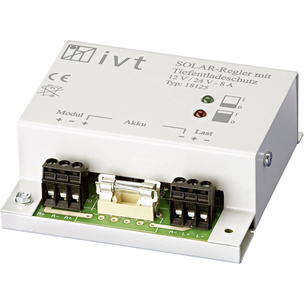 IVT Shunt solární regulátor nabíjení PWM 12 V, 24 V 8 A