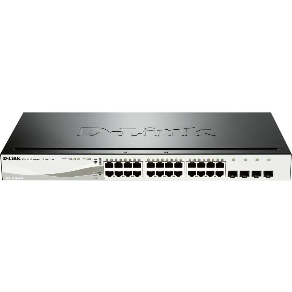 D-Link DGS-1210-24P síťový switch, 24 + 4 porty, 1 GBit/s, funkce PoE