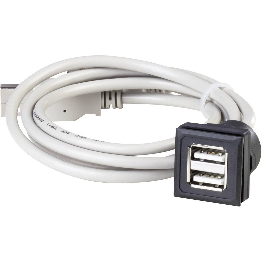 Dvojitá vestavná USB zásuvka OKTRON-Juwel zásuvka, vestavná vertikální OKJ_2USB 2x USB zásuvka typu A ⇔ 2x USB zástrčka