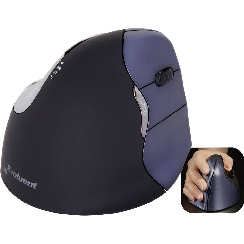 Evoluent Vertical Mouse 4 VM4RW ergonomická myš bezdrátový optická černá, stříbrná 6 tlačítko 2800 dpi ergonomická