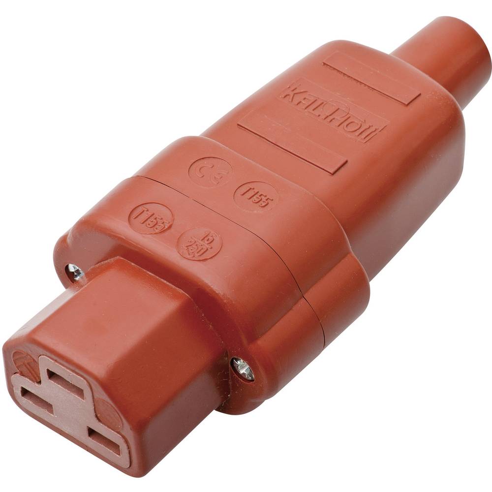 Kalthoff 444001 IEC konektor C15/C16 444 zásuvka, rovná Počet kontaktů: 2 + PE 16 A červená 1 ks
