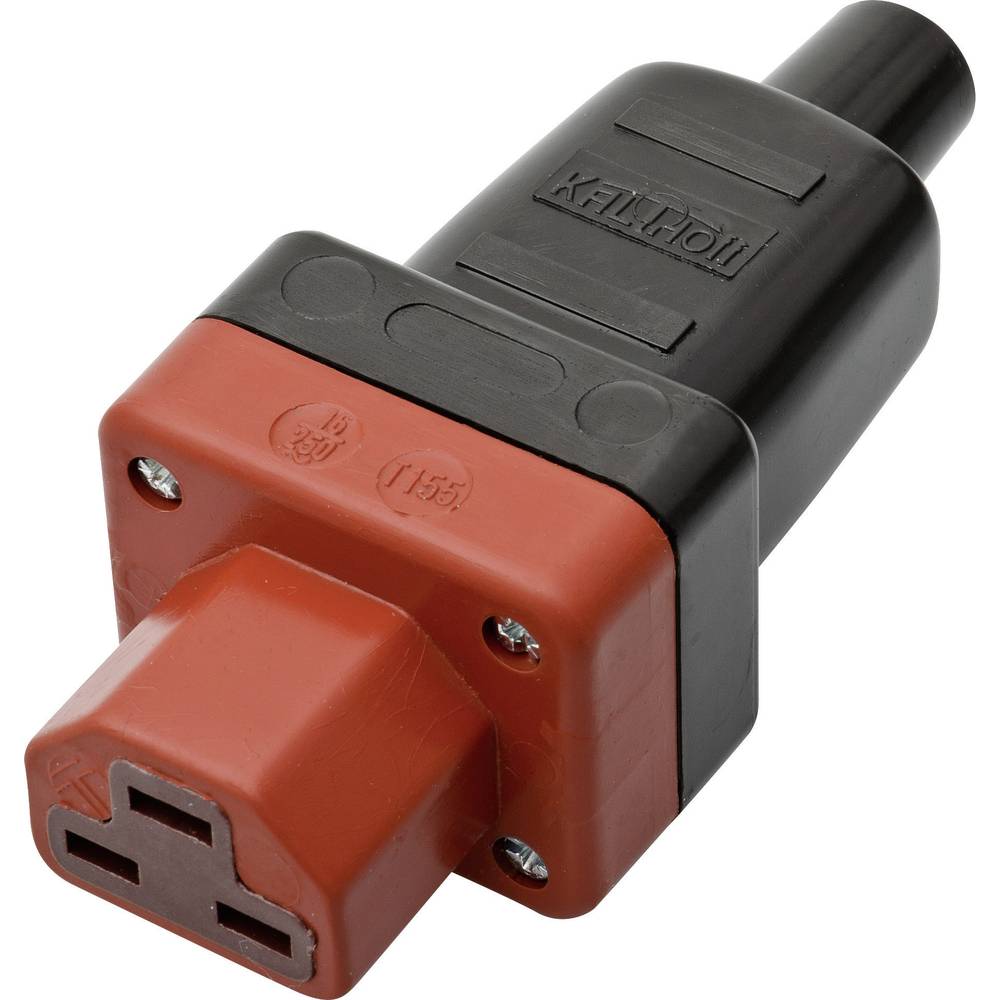 Kalthoff 444008 IEC konektor C15/C16 444 zásuvka, rovná Počet kontaktů: 2 + PE 16 A černá, červená 1 ks