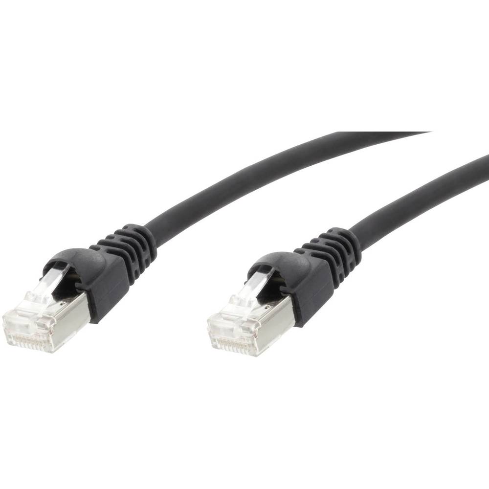 Telegärtner L00001A0089 RJ45 síťové kabely, propojovací kabely CAT 6A S/FTP 2.00 m černá samozhášecí, s ochranou, samozh