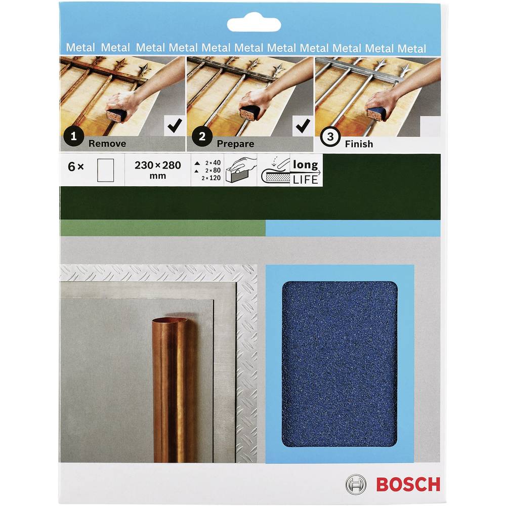 Bosch Accessories 2609256C43 sada ručního brusného papíru Zrnitost 40, 80, 120 (d x š) 230 mm x 280 mm 1 sada