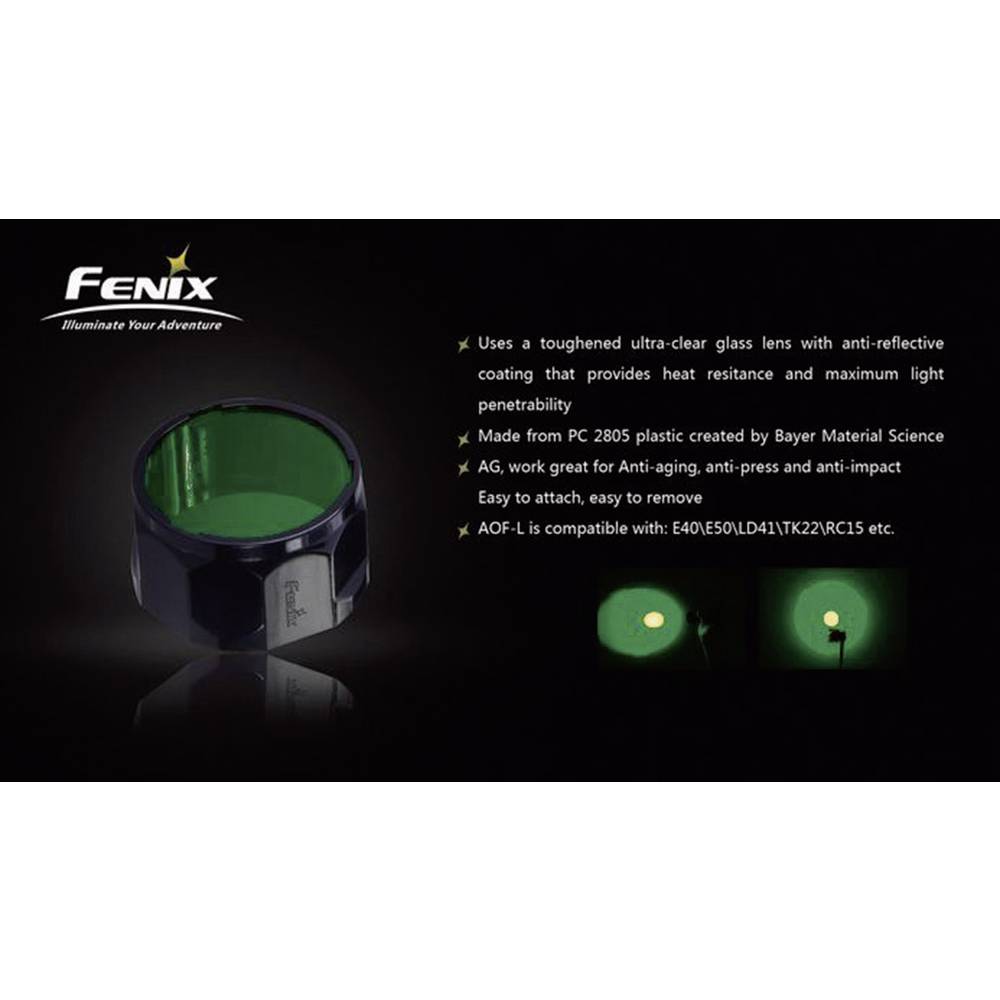 Fenix Light FENAOFLG barevný filtr Fenix E40, Fenix E50, Fenix TK22, Fenix RC15, Fenix LD41 zelená