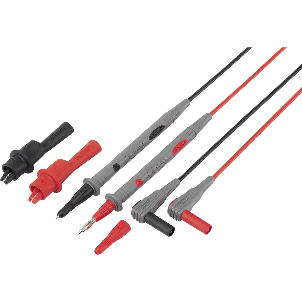 VOLTCRAFT TL 88-4 sada bezpečnostních měřicích kabelů lamelová zástrčka 4 mm zkušební hroty 1.80 m černá, červená 1 sada