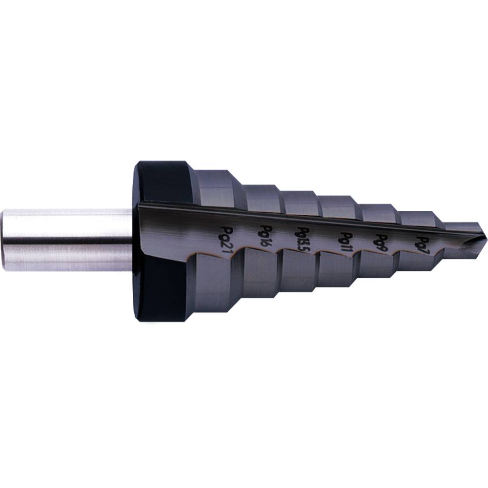 Exact 25301 HSS stupňovitý vrták PG7 - PG21, 11.4 - 26.75 mm TiAIN Celková délka 92 mm válcová stopka 1 ks