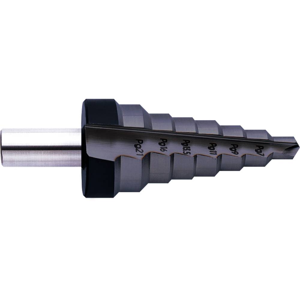 Exact 25302 HSS stupňovitý vrták PG7 - PG21, 12.5 - 30.5 mm TiAIN Celková délka 85 mm válcová stopka 1 ks