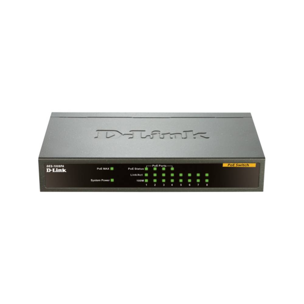 D-Link DES-1008PA síťový switch, 8 portů, 100 MBit/s, funkce PoE