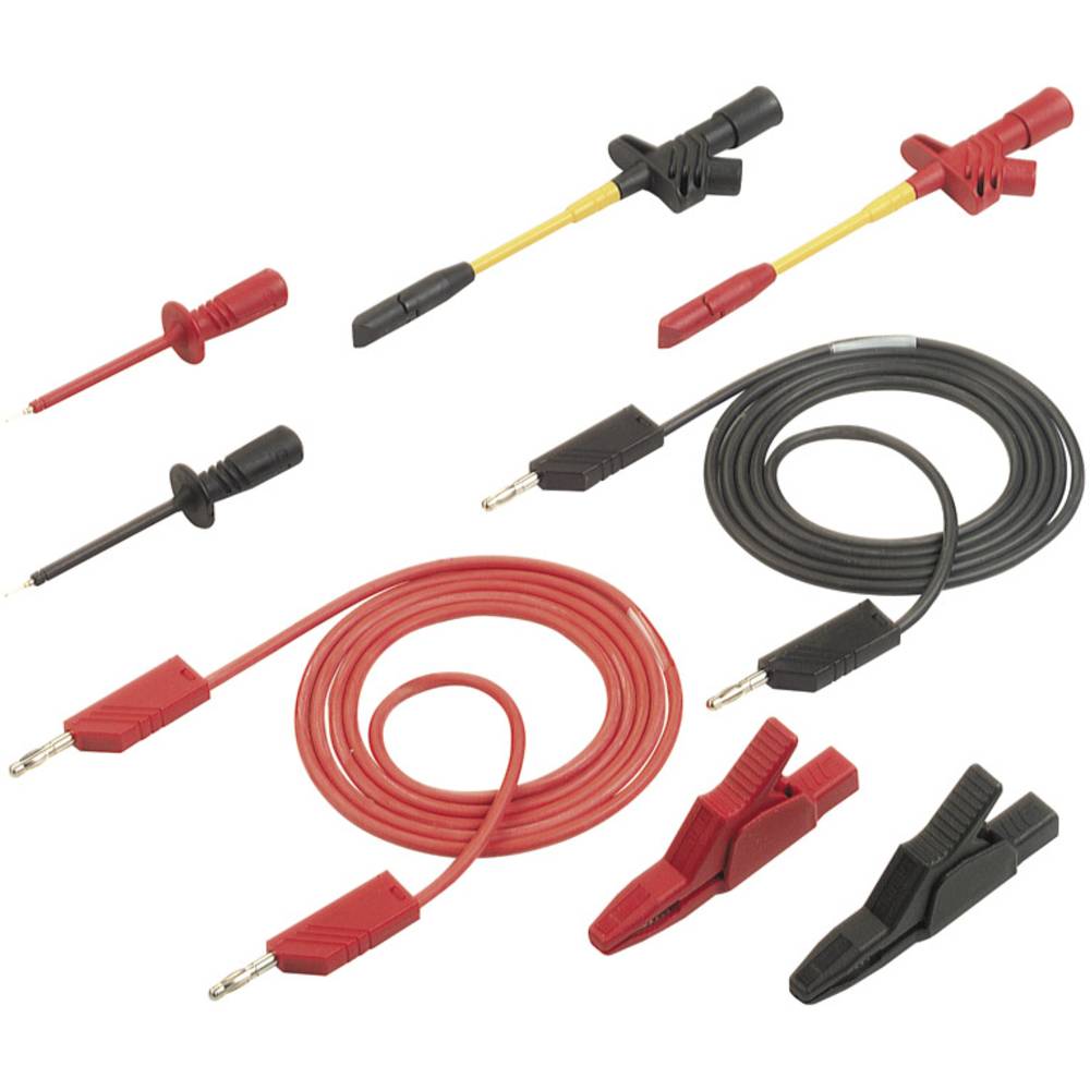 SKS Hirschmann PMS 4 KFZ sada měřicích kabelů [lamelová zástrčka 4 mm - lamelová zástrčka 4 mm] 1.50 m, černá, červená,