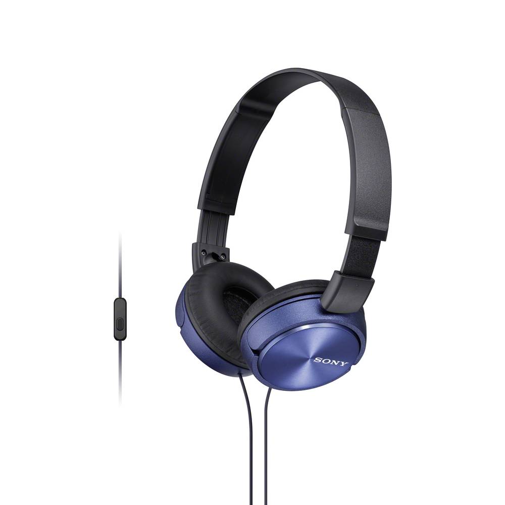 Sony MDR-ZX310AP sluchátka On Ear kabelová modrá headset, složitelná