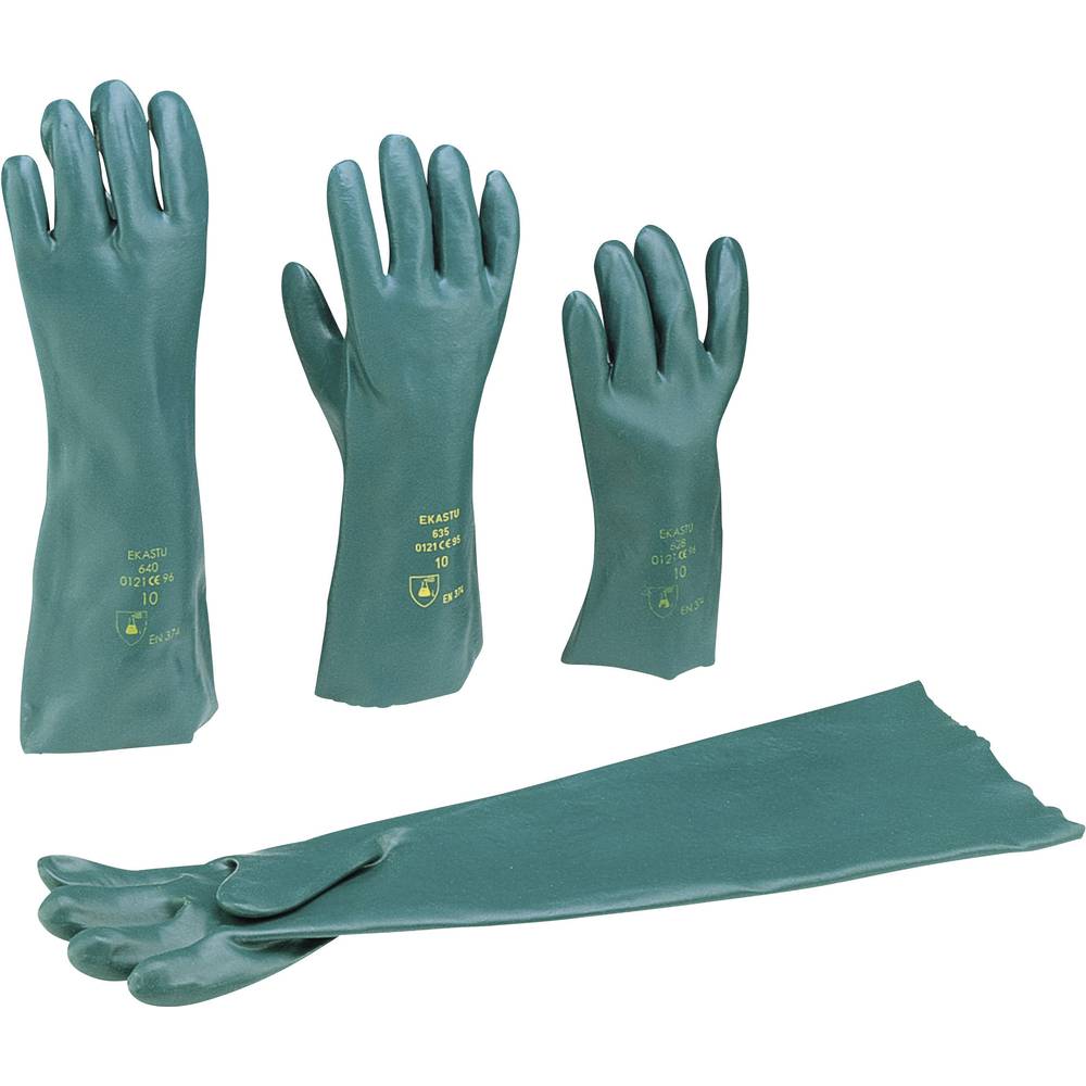 Ekastu 381 635 polyvinylchlorid rukavice pro manipulaci s chemikáliemi Velikost rukavic: 10, XL EN 374-1:2017-03/Typ A,